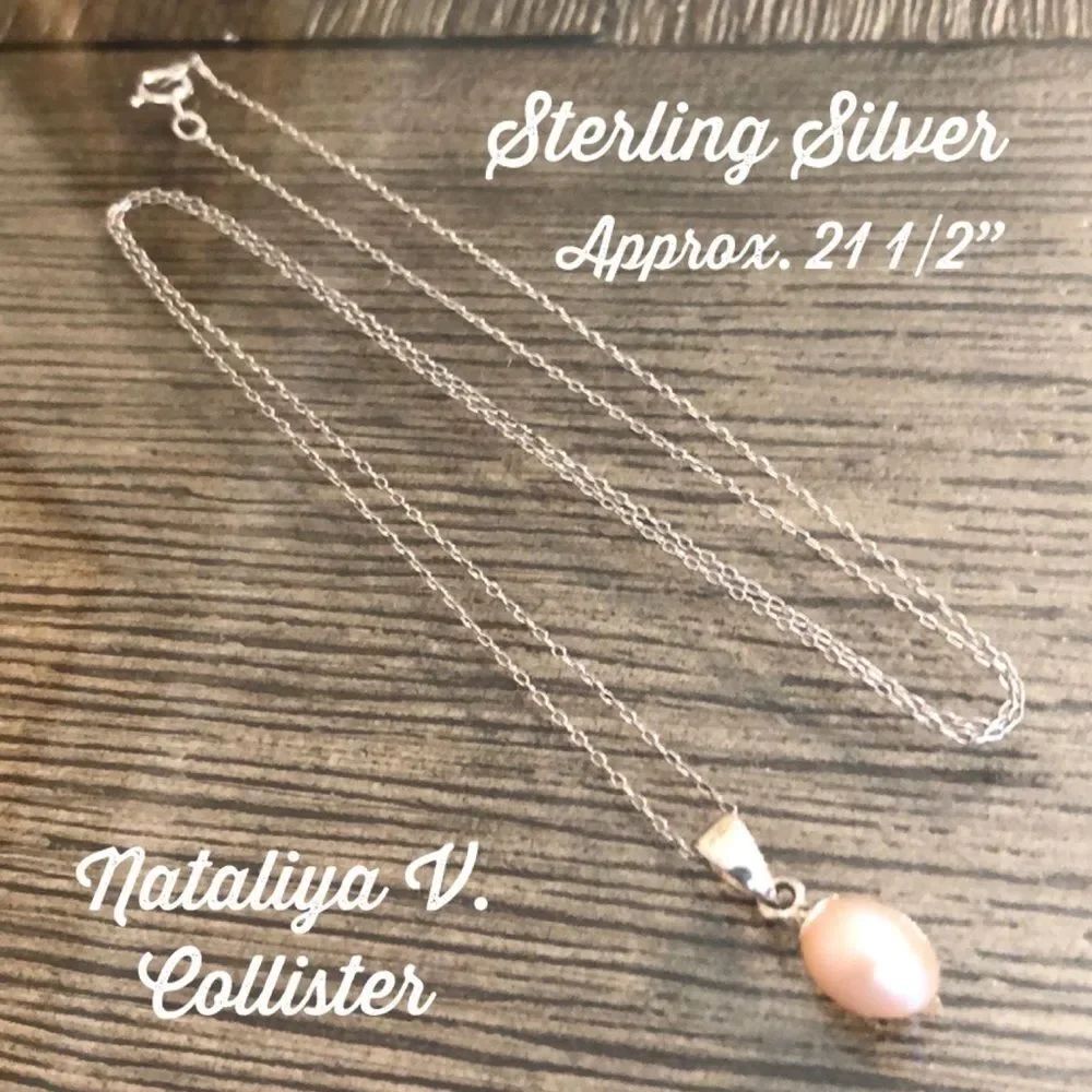 Nataliya V Collister NVC Pink Pearl Drop Sterling Silver Necklace